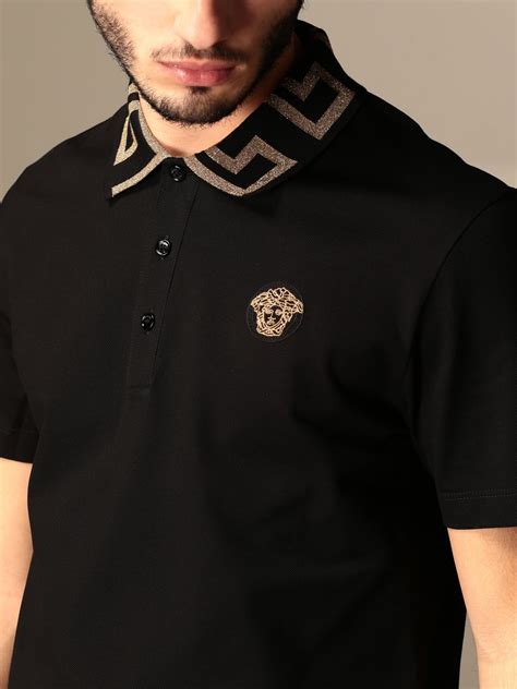 versace jeans black polo shirt|versace men's polo shirt sale.